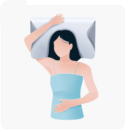 Mujer durmiendo boca arriba sobre la almohada cervical TRYLUXE