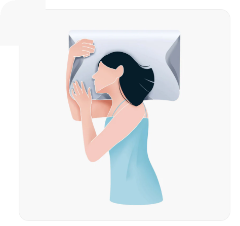 Mujer durmiendo de lado sobre la almohada cervical TRYLUXE